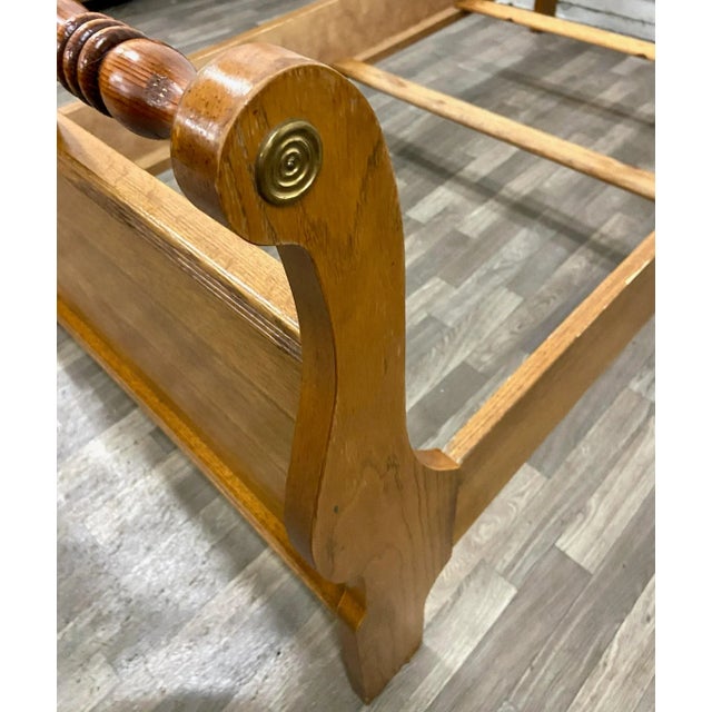 Vintage Twin Size Tiger Oak Sleigh Bed For Sale - Image 9 of 11