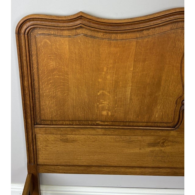 Gold Vintage Louis XVI French Oak Double Bed Frame with Carved Headboard For Sale - Image 8 of 12