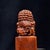 Asian Vintage Boxwood Carved Guardian Lion Figure – Seated Foo Dog on Rectangular Base For Sale - Image 3 of 9
