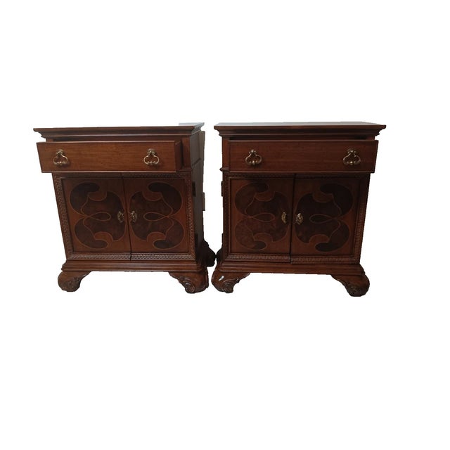 Lane Furniture Nightstand Set Of 2 Wood nightstand dark tone 2 doors and 1 drawer Home collection By Lane Style:...