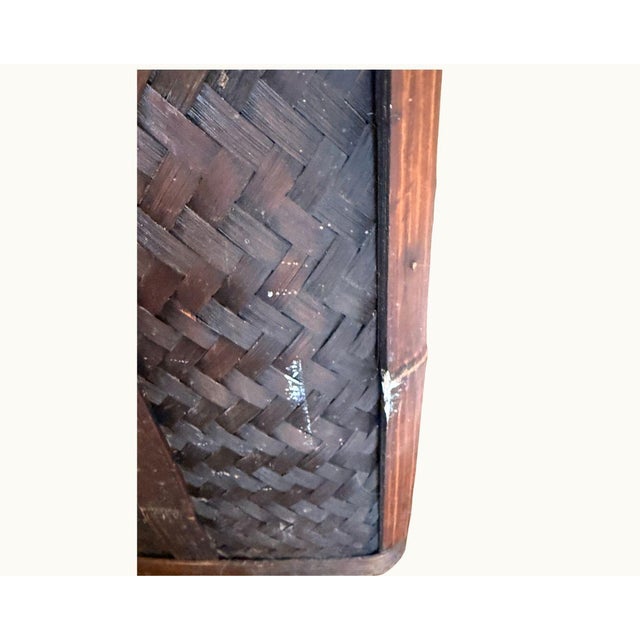 Antique Japanese Bamboo Woven Storage Trunk With Brass Hardware — Circa 1900s–1920s For Sale - Image 6 of 6