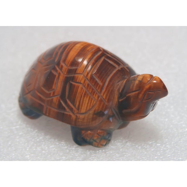 Vintage Hand-Carved Tigers Eye Miniature Turtle - Symbol of Tranquility and Steadfastness; Said to Teach You to Take Your Time and Enjoy Life For Sale - Image 15 of 18