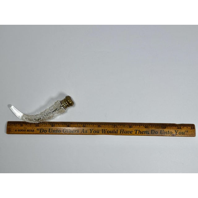 Antique Crystal Laydown Perfume Bottle: Pink Guilloche Silvered Brass Lid For Sale - Image 9 of 9