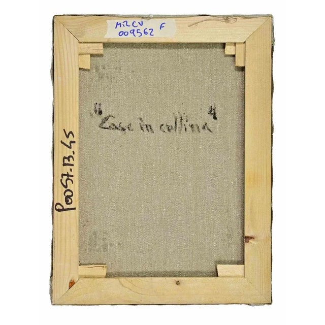 Contemporary Pino Romanò, Houses in the Hills, Oil Painting, 1990s For Sale - Image 3 of 4