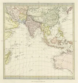 Antique Map of Southern Asia, East Indies and Indian Ocean, 1840s