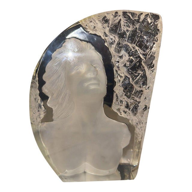 Discontinued Carlo Bronti for Design Toscano "Reflections of Romance" Clear Sculptural Bust For Sale