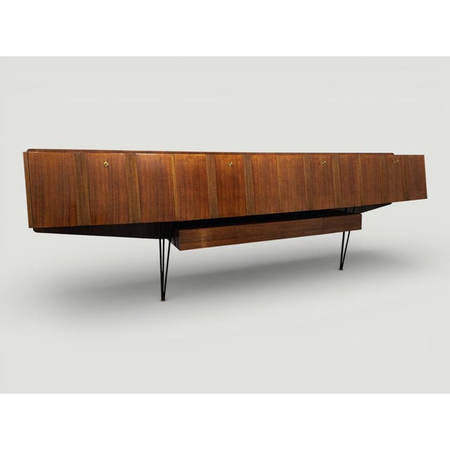 Long Mid-Century Italian Sideboard in Walnut, 1950s For Sale - Image 11 of 18