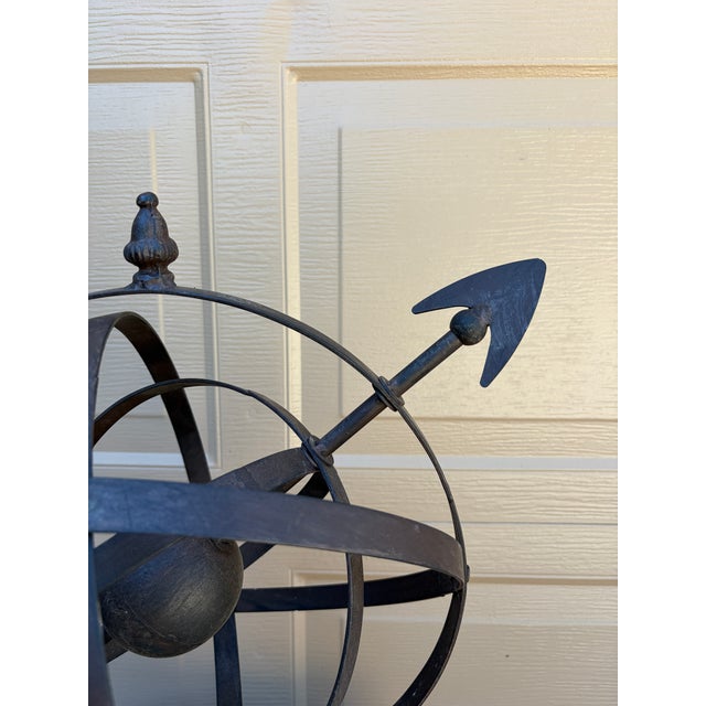 Vintage French Country Iron Garden Armillary Sundial- Outdoor Estate Decor For Sale - Image 4 of 9