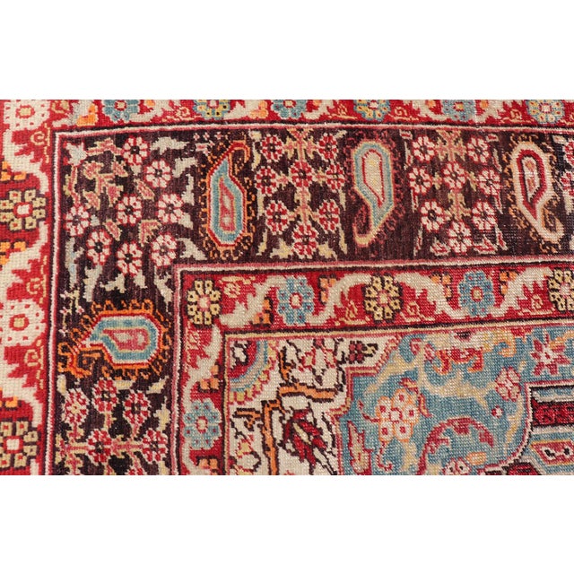 Antique Turkish Rug With Rich Crimson, Sky Blue, and Ivory Accents 5'10 X 8'2 For Sale - Image 10 of 15