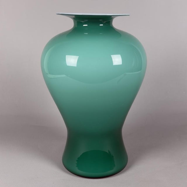 Glass Murano Glass Vase in Aqua Green and White, 1970s For Sale - Image 7 of 11