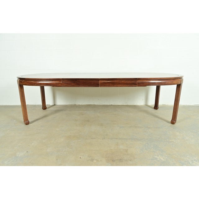 Thomasville Thomasville Mid-Century Hollywood Regency Chinoiserie Walnut Extension Dining Table, Circa 1970s For Sale - Image 4 of 12