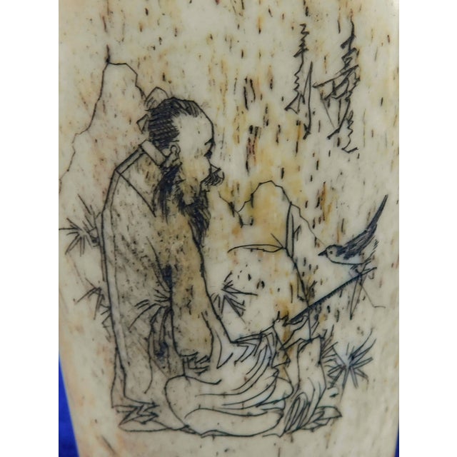 Vintage Mid Century Chinese Hand Carved Figural Bone Snuff Bottle For Sale - Image 4 of 11