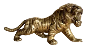 Mid-Century Brass Handmade Tiger Sculpture, 1970s