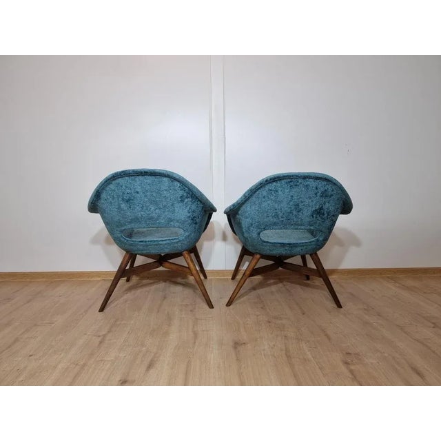 Blue Set of Shell Armchairs by Miroslav Navratil For Sale - Image 8 of 9