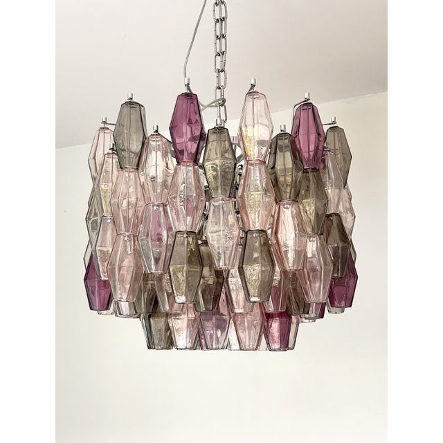 Violet Contemporary Violet “Poliedri” Murano Glass Chandelier in Venini Style For Sale - Image 8 of 8