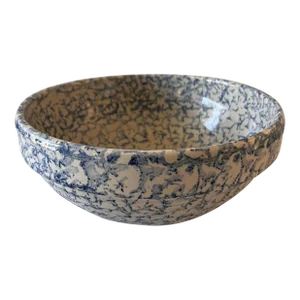 Small Vintage Marshall Pottery Blue Spongeware Mixing Bowl