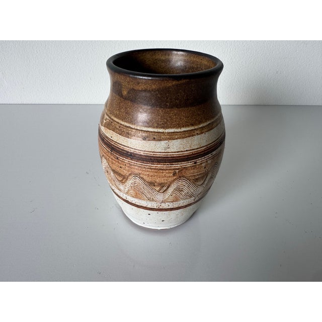 1980s Vintage Organic Studio Art Pottery Vase, Signed For Sale - Image 5 of 11