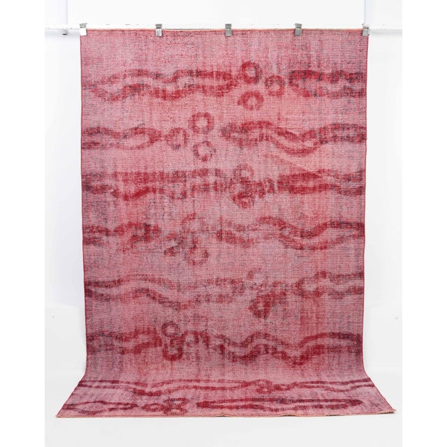 Vintage Turkish Hand-Knotted vintage rug is a semi-antique vintage Area rug.'70s Eastern region of Turkey's unique rug is...
