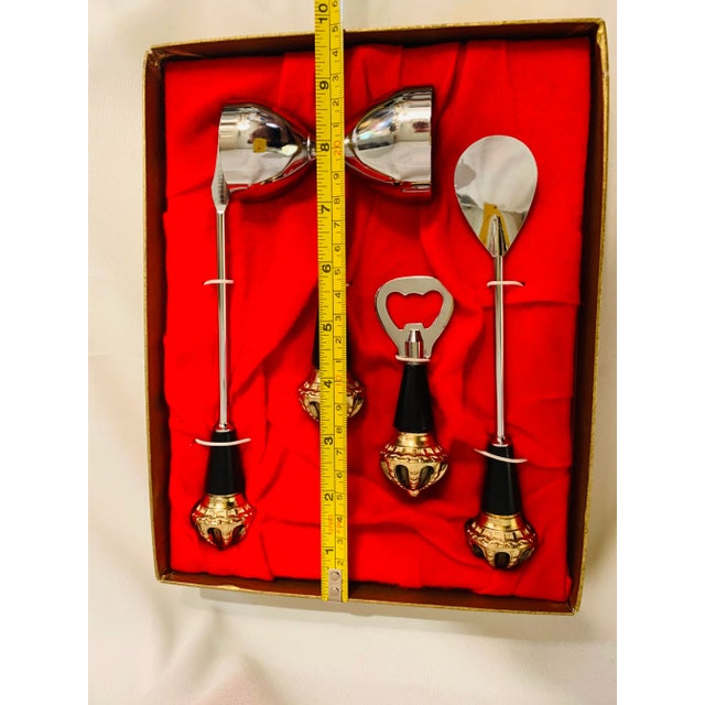 Swank Mid-Century Crown Bar Set in Original Box - Set of 4 For Sale - Image 10 of 11