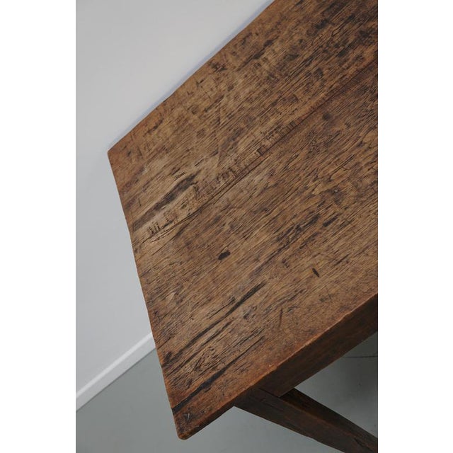 Antique Early 20th Century Dutch Rustic Oak Farmhouse Dining Table For Sale - Image 8 of 18