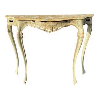 1960s Italian Wood Hand Painted Entry Console For Sale