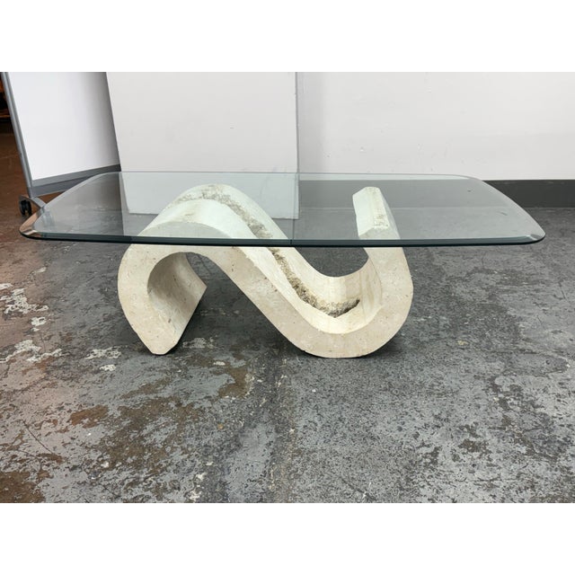 Design Plus Gallery presents a Vintage Sculptural Travertine Coffee Table. This distinctive design showcases a rectangular...