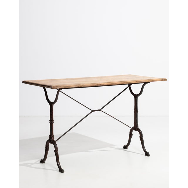 Cast Iron Bistro Table with Oak Top, Antique, France, 20th Century For Sale - Image 10 of 11
