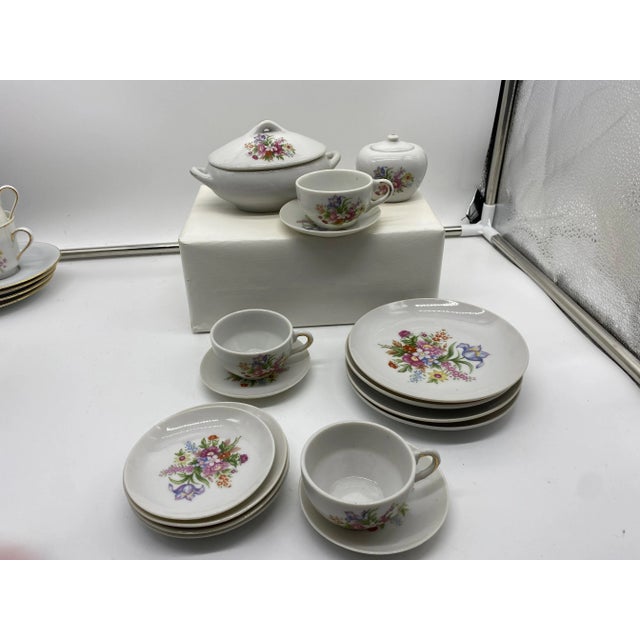 White Vintage Childs Tea Sets, Bavarian With Gold Rim and Fao Schwarz -31 Pieces For Sale - Image 8 of 13