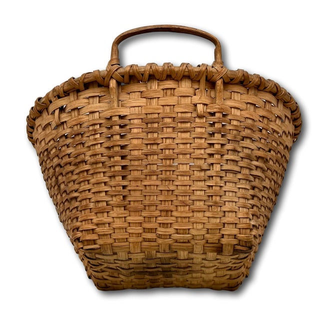 Excellent Smaller 10 Inch Size Antique American Hand Woven Ash Splint Berry Basket With Nice Patina - Late 19th Century For Sale - Image 16 of 18