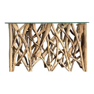 Vintage Boho Twisted Branch Console Table For Sale