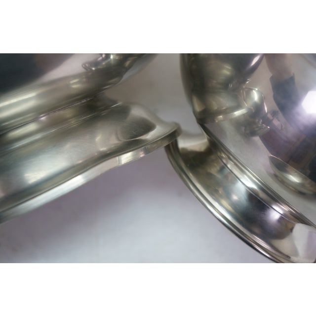 Metal 4 Vintage Woodbury Pewter Paul Revere Nesting Serving Bowls 6" to 11" For Sale - Image 7 of 13