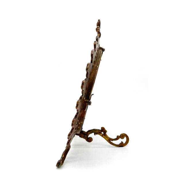 Antique Victorian Gilt Metal Table Mirror – Clover & Floral Frame – Rococo Revival / English Cottage For Sale - Image 15 of 17