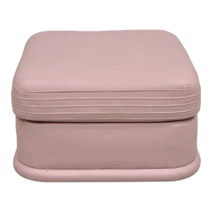Late 20th Century Vintage Postmodern Emerson Leather Bubblegum Pink Stitched Square Ottoman Stool
