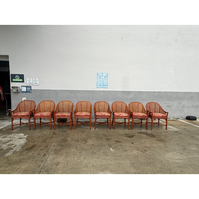 Brown Vintage McGuire Rattan Dining Set W 8 Chairs & Rectantgular Table - A Set of 9 For Sale - Image 8 of 12