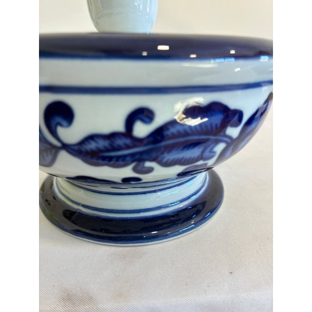 Late 20th Century Vintage the Bombay Company Blue and White Lidded Dish For Sale - Image 5 of 10