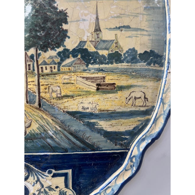 Blue Monochrome Delftware Plaque, 18th Century For Sale - Image 9 of 17