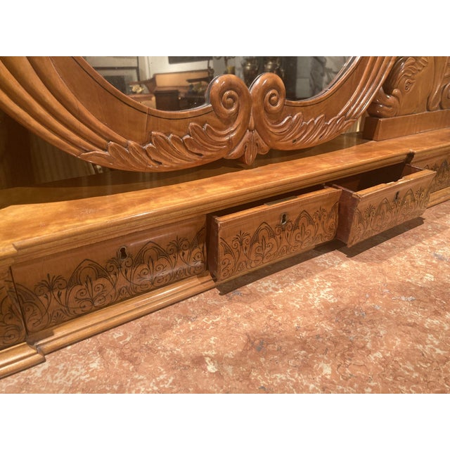 Italian Regency Hand Carved Maple Pier Console or Dressing Table with Mirror For Sale - Image 13 of 14