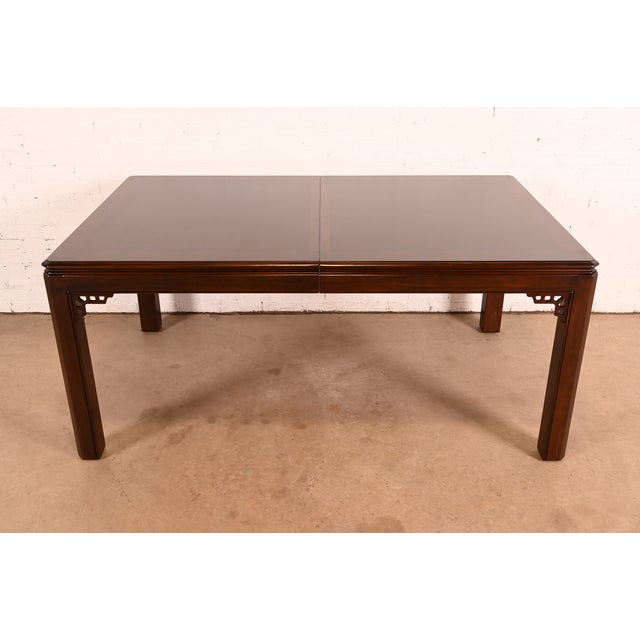 Wood Drexel Chippendale Mahogany Extension Dining Table, Newly Refinished For Sale - Image 7 of 16
