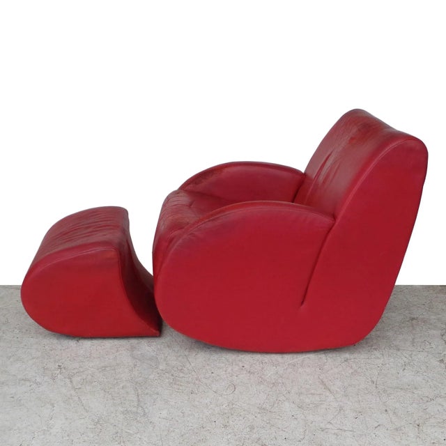 Vladimir Kagan "Rock Star" His and Her Lounge Chairs & Ottoman - 3 Pieces For Sale - Image 9 of 12
