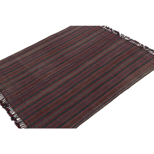 Rug & Kilim 1950s Vintage Persian Kilim in Purple, Red and Blue Stripes, From Rug & Kilim For Sale - Image 4 of 7