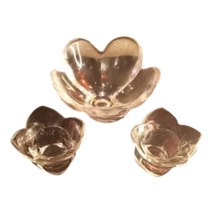 1980s Orrefors Toscany Lead Crystal Flower Bowl & Candle Holders Set- 3 Pieces
