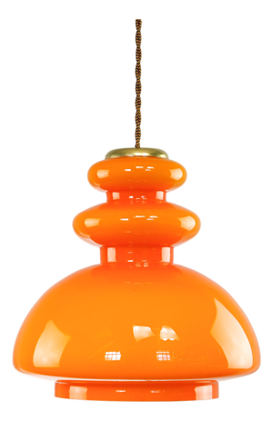 Mid-Century Modern Italian Orange Glass and Brass Pendant Lamp, 1960s