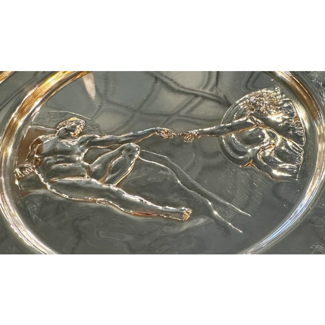 Traditional Late 20th Century “Creation of Adam” Danbury Mint Sterling Silver Plate For Sale - Image 3 of 7