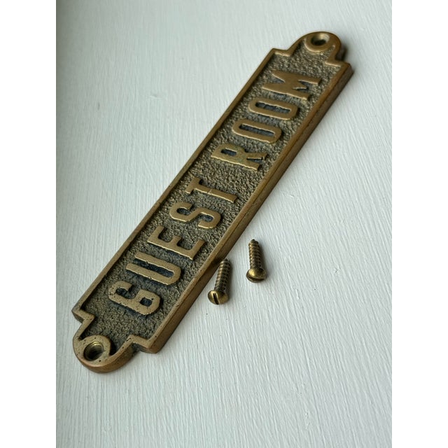 Vintage Solid Brass 'Guest Room Door Sign Plaque For Sale - Image 10 of 12