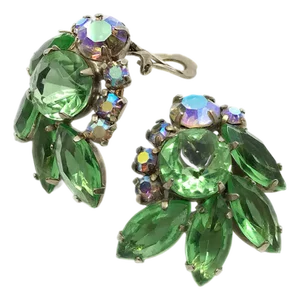 Vintage Juliana Green and Clear Clip-on Earrings