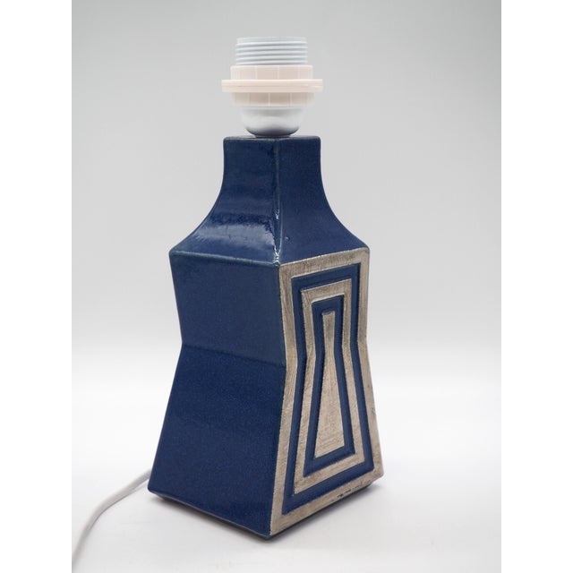 Sleek and unusual ceramic lamp base designed by Bruno Karlsson for Ego Stengods, Laholm. A fantastic example of Swedish...
