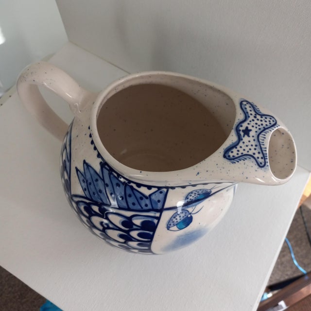 Blue and White Pitcher by "Diane" For Sale - Image 4 of 9