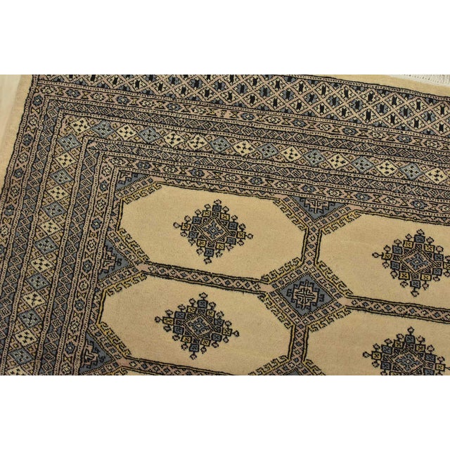 Bokhara Jaldar Rug 5’2” X 8’2” Beige Wool Tribal Hand-Knotted Oriental Carpet For Sale In Philadelphia - Image 6 of 12