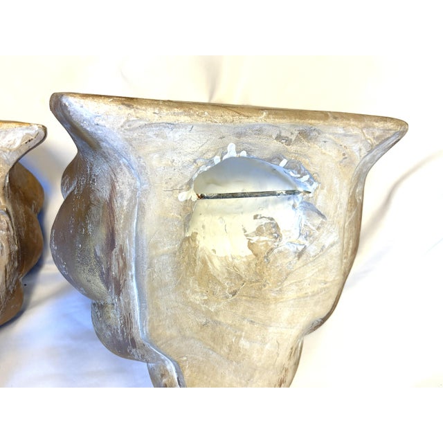 Mid Century Italian Plaster Shell Form Wall Brackets- A Pair For Sale - Image 14 of 17