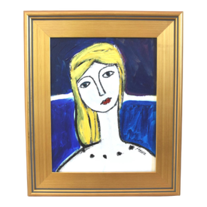 Blonde Hair Woman Portrait Oil Painting Including the Antiqued Gold Wood Frame